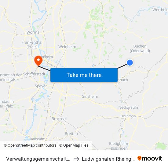 Verwaltungsgemeinschaft Limbach to Ludwigshafen-Rheingönheim map