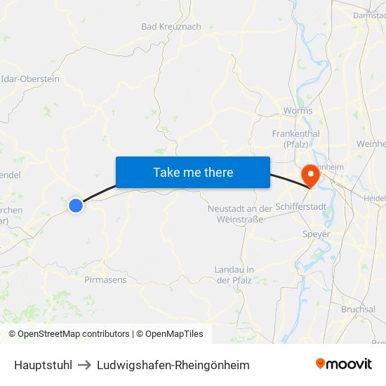 Hauptstuhl to Ludwigshafen-Rheingönheim map