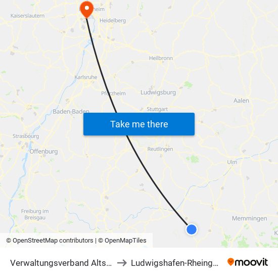 Verwaltungsverband Altshausen to Ludwigshafen-Rheingönheim map