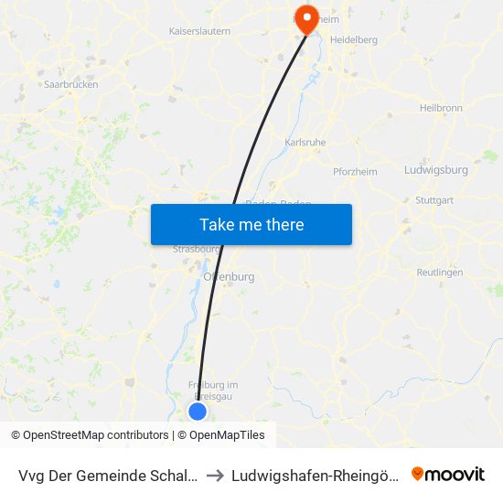 Vvg Der Gemeinde Schallstadt to Ludwigshafen-Rheingönheim map