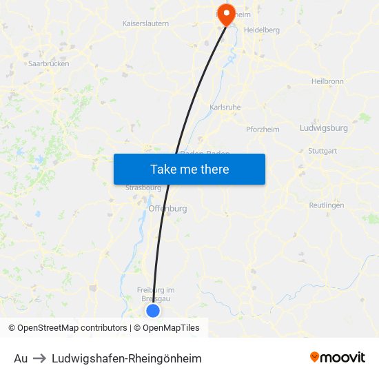 Au to Ludwigshafen-Rheingönheim map