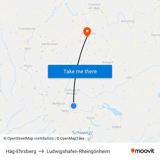 Häg-Ehrsberg to Ludwigshafen-Rheingönheim map