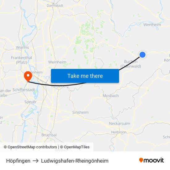 Höpfingen to Ludwigshafen-Rheingönheim map