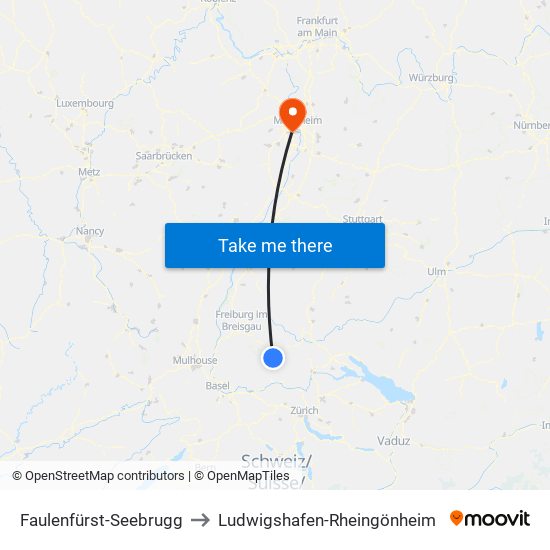 Faulenfürst-Seebrugg to Ludwigshafen-Rheingönheim map