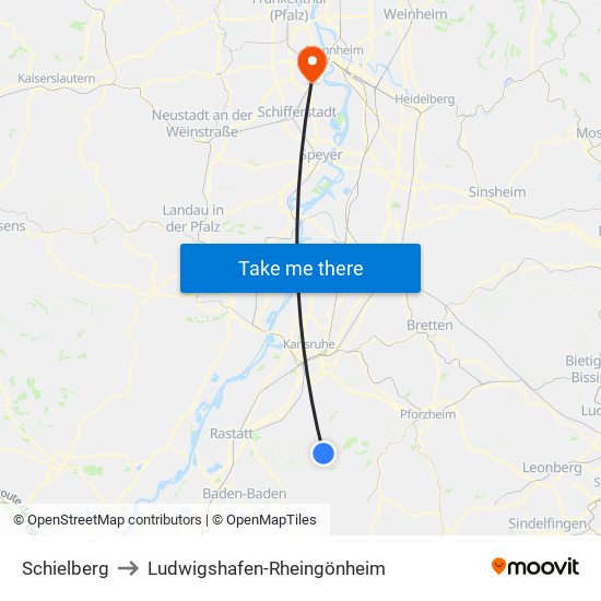 Schielberg to Ludwigshafen-Rheingönheim map