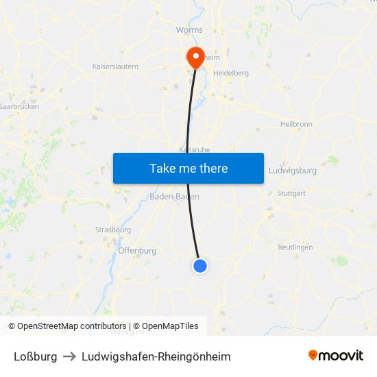 Loßburg to Ludwigshafen-Rheingönheim map