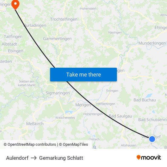 Aulendorf to Gemarkung Schlatt map