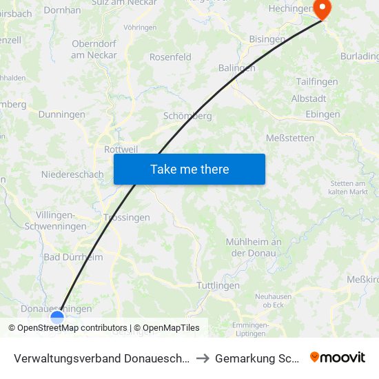 Verwaltungsverband Donaueschingen to Gemarkung Schlatt map