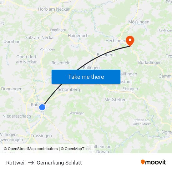 Rottweil to Gemarkung Schlatt map