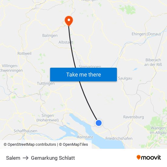 Salem to Gemarkung Schlatt map