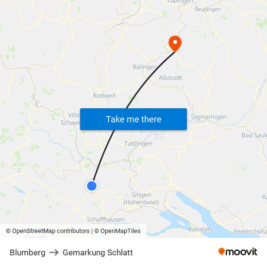 Blumberg to Gemarkung Schlatt map
