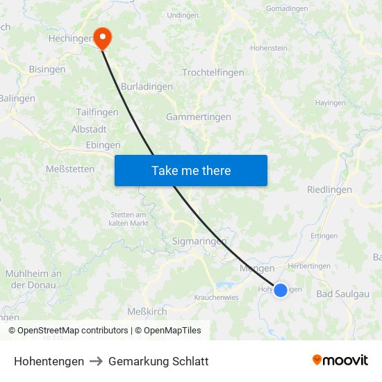 Hohentengen to Gemarkung Schlatt map