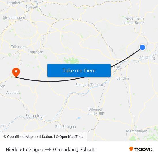 Niederstotzingen to Gemarkung Schlatt map