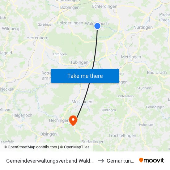 Gemeindeverwaltungsverband Waldenbuch/Steinenbronn to Gemarkung Schlatt map