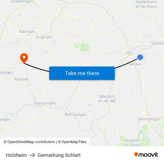 Holzheim to Gemarkung Schlatt map