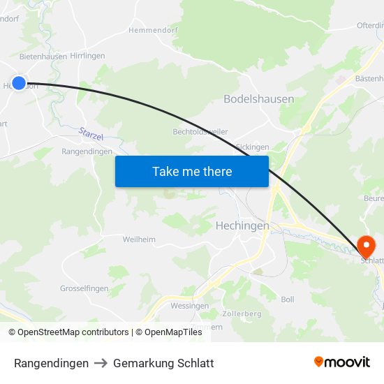 Rangendingen to Gemarkung Schlatt map