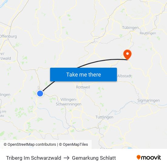 Triberg Im Schwarzwald to Gemarkung Schlatt map