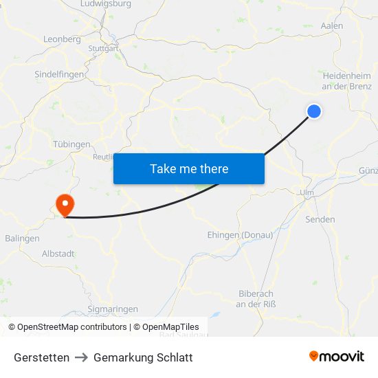 Gerstetten to Gemarkung Schlatt map