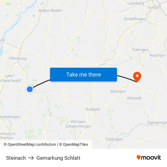 Steinach to Gemarkung Schlatt map