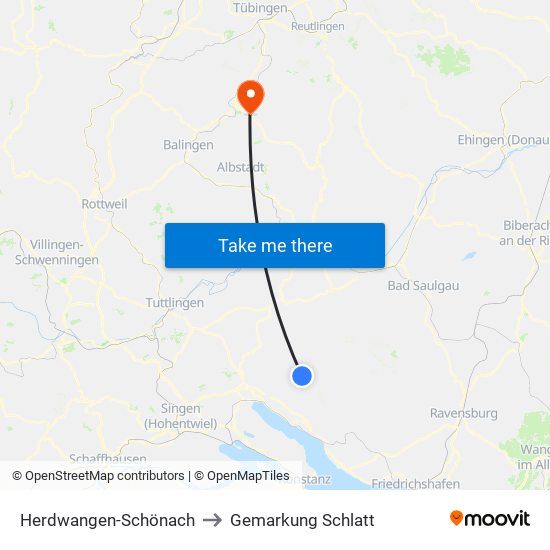 Herdwangen-Schönach to Gemarkung Schlatt map