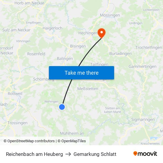 Reichenbach am Heuberg to Gemarkung Schlatt map