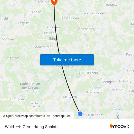 Wald to Gemarkung Schlatt map