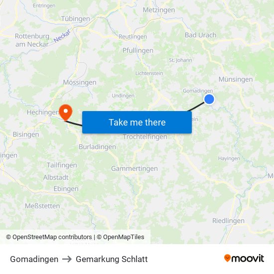 Gomadingen to Gemarkung Schlatt map