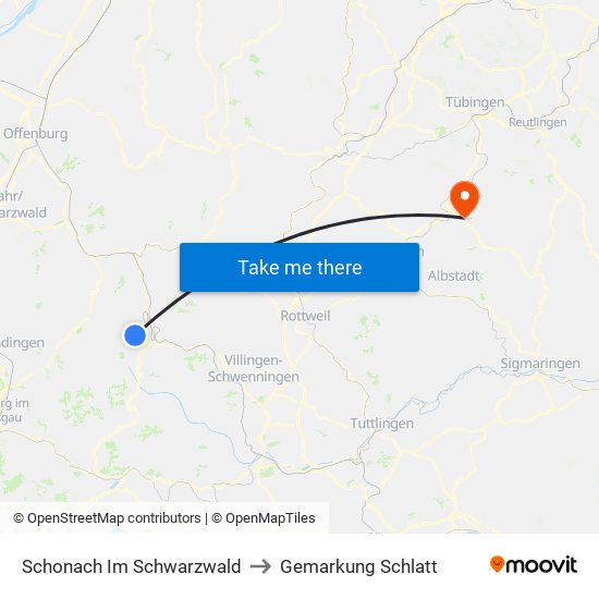 Schonach Im Schwarzwald to Gemarkung Schlatt map