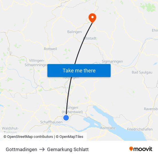 Gottmadingen to Gemarkung Schlatt map