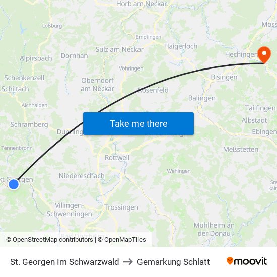 St. Georgen Im Schwarzwald to Gemarkung Schlatt map