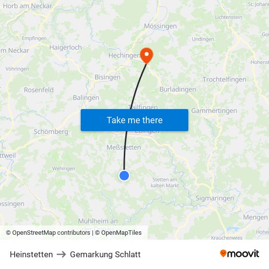 Heinstetten to Gemarkung Schlatt map