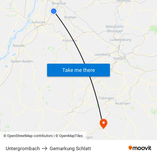 Untergrombach to Gemarkung Schlatt map