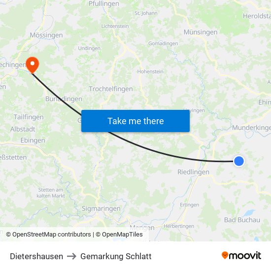 Dietershausen to Gemarkung Schlatt map