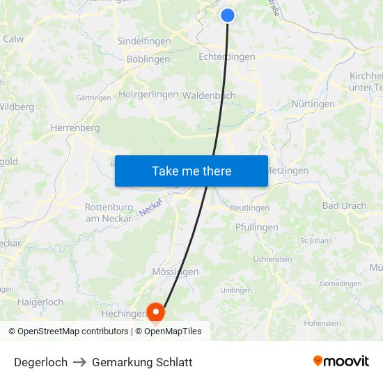 Degerloch to Gemarkung Schlatt map