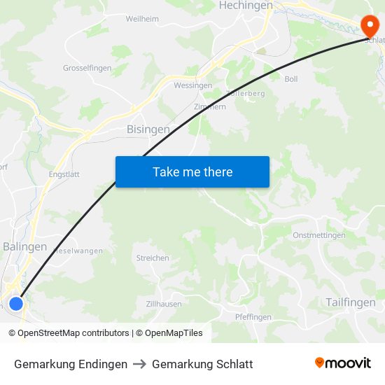 Gemarkung Endingen to Gemarkung Schlatt map