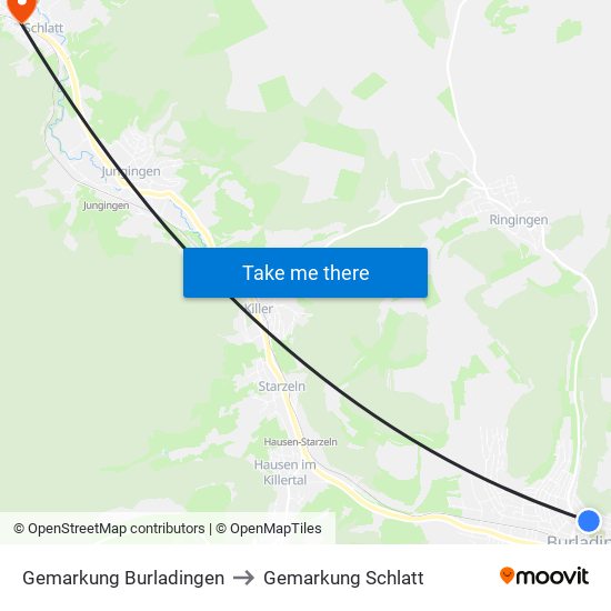 Gemarkung Burladingen to Gemarkung Schlatt map