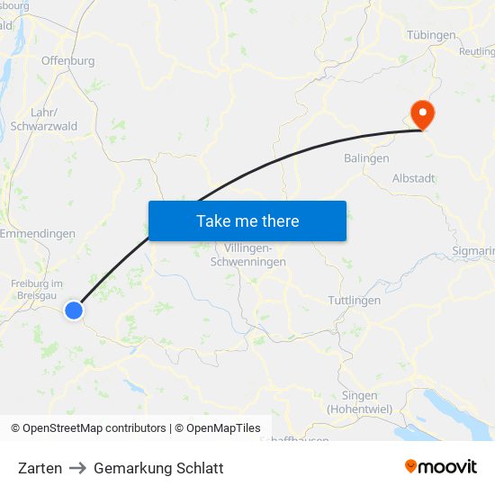 Zarten to Gemarkung Schlatt map