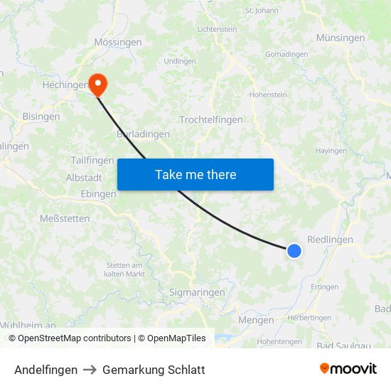 Andelfingen to Gemarkung Schlatt map