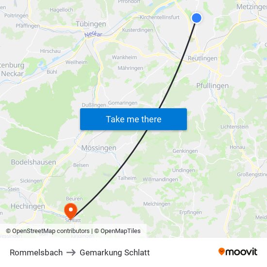 Rommelsbach to Gemarkung Schlatt map