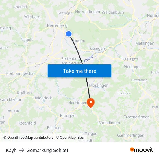 Kayh to Gemarkung Schlatt map