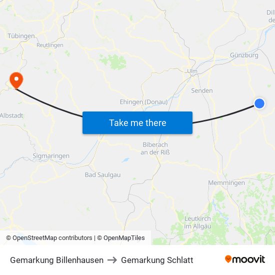 Gemarkung Billenhausen to Gemarkung Schlatt map