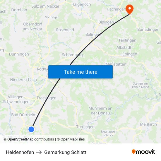 Heidenhofen to Gemarkung Schlatt map