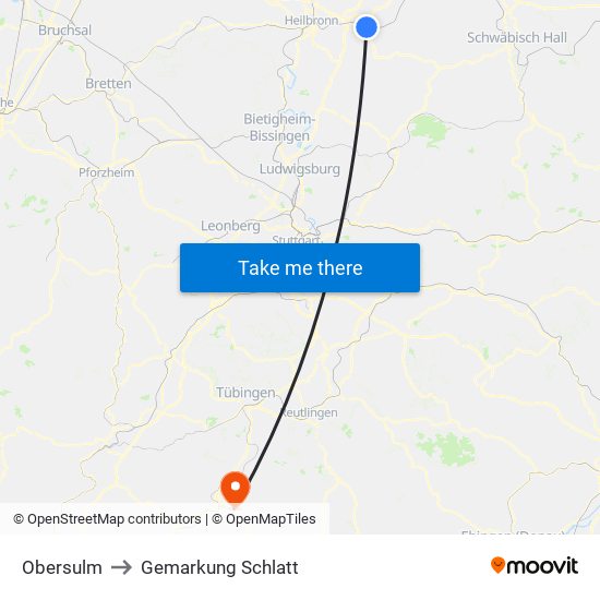 Obersulm to Gemarkung Schlatt map