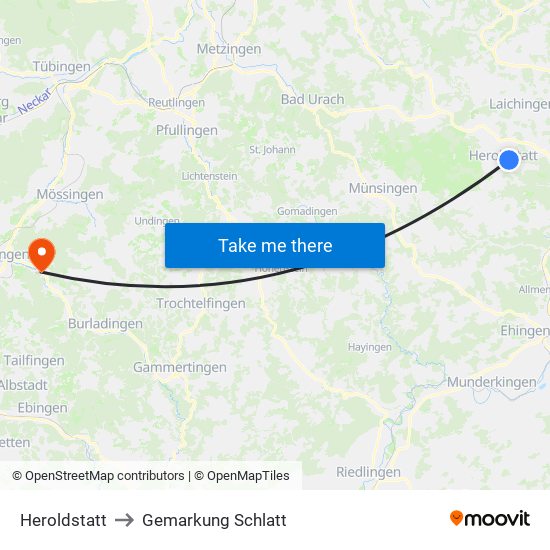 Heroldstatt to Gemarkung Schlatt map