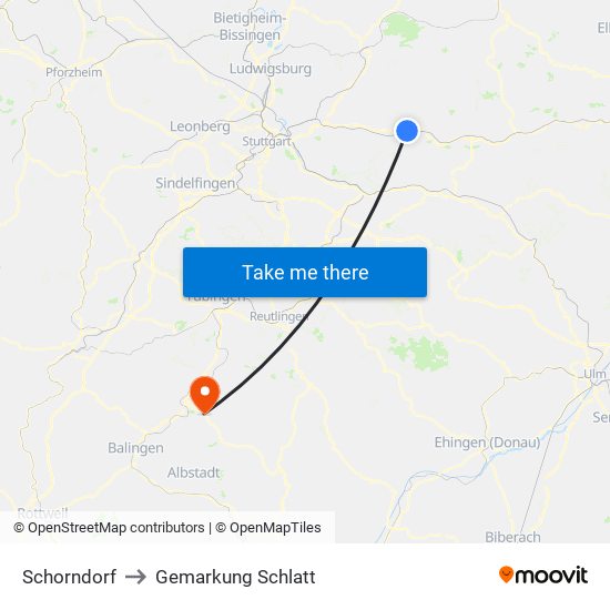 Schorndorf to Gemarkung Schlatt map