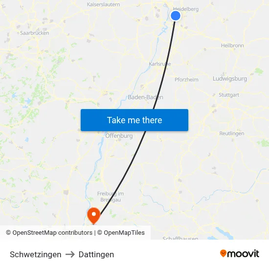 Schwetzingen to Dattingen map