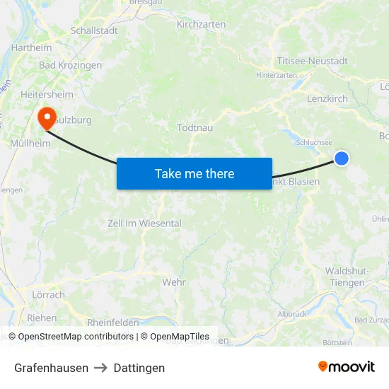 Grafenhausen to Dattingen map