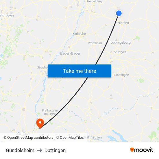 Gundelsheim to Dattingen map