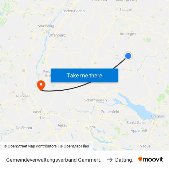 Gemeindeverwaltungsverband Gammertingen to Dattingen map