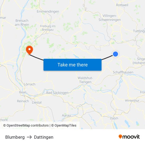 Blumberg to Dattingen map